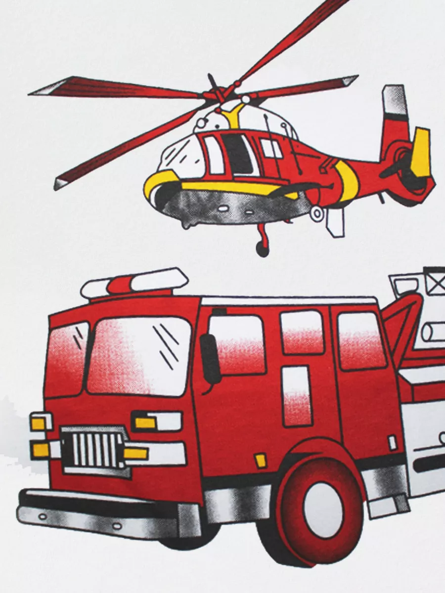 Children's Fire Truck and Helicopter Graphic T-Shirt, image 3