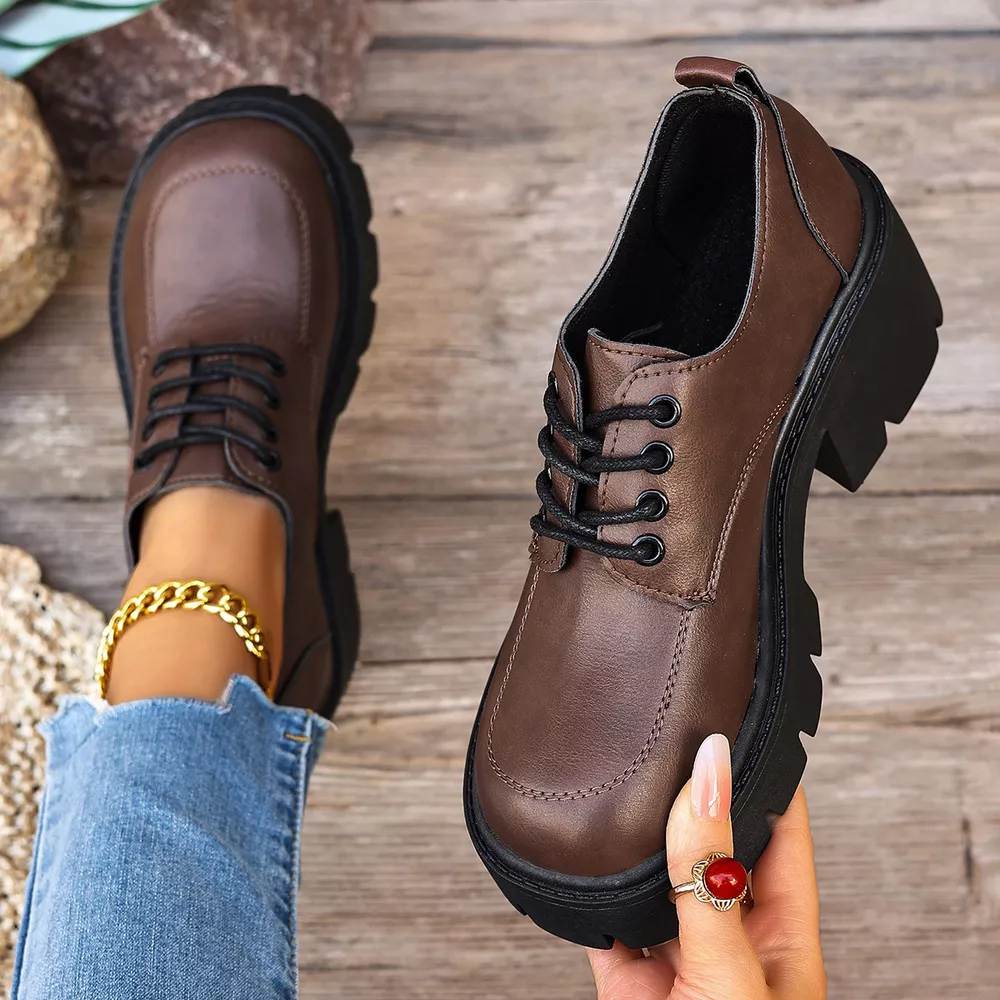 Chunky Platform Lace-Up Oxford Sneakers, image 3