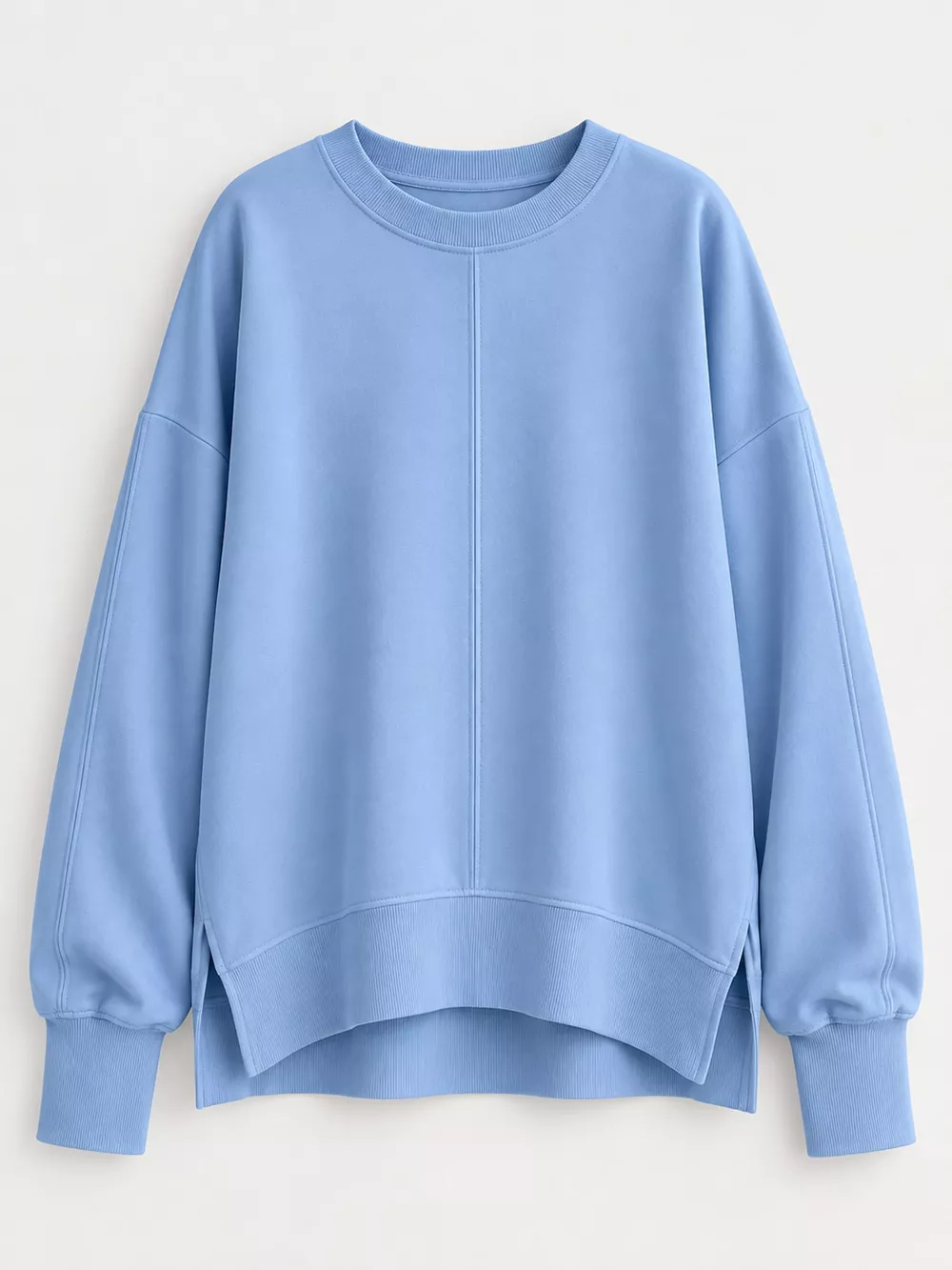 Oversized Crew Neck Sweatshirt with Side Slit, image 6