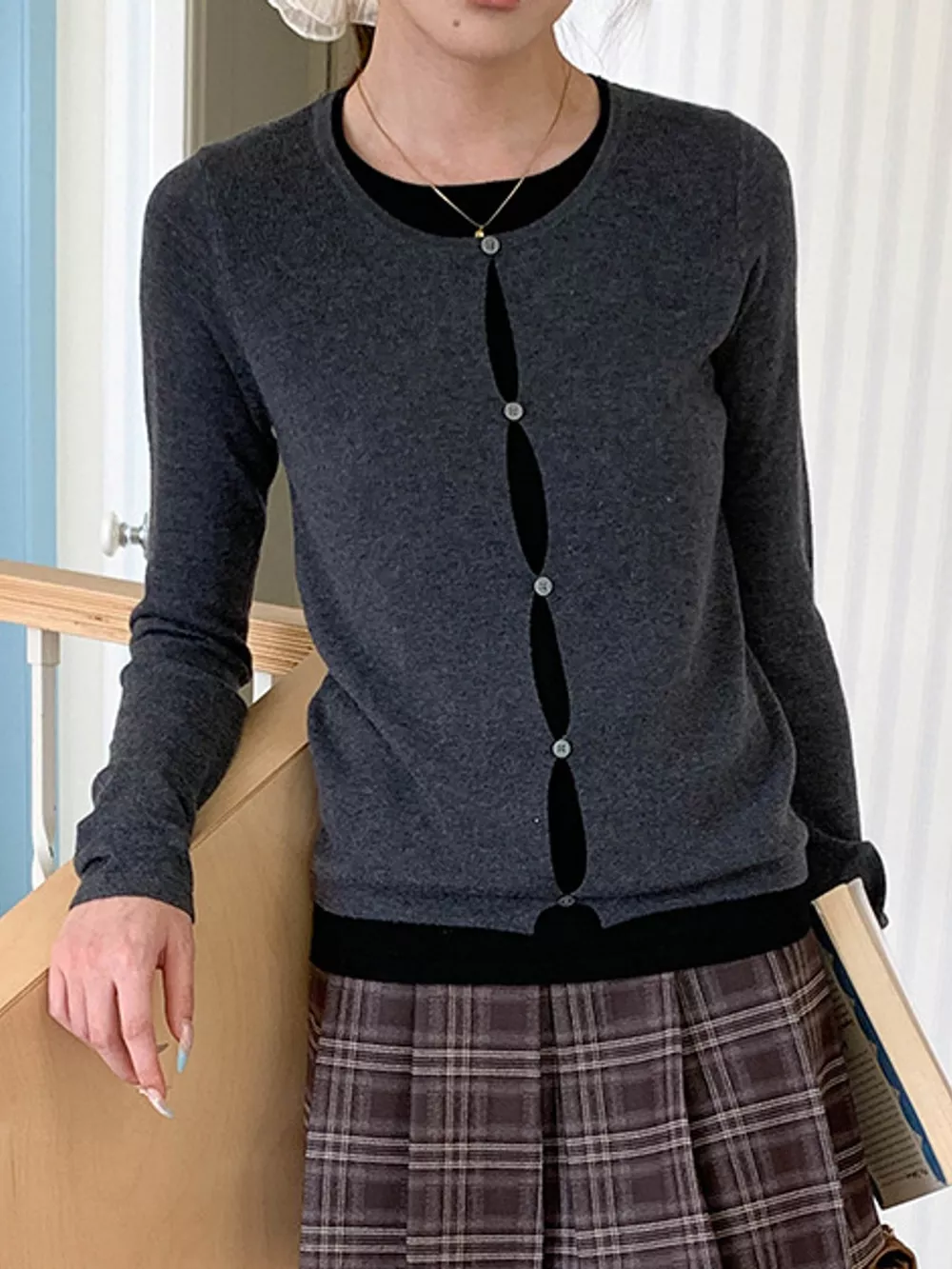 Layered Look Long Sleeve Knit Top, image 15
