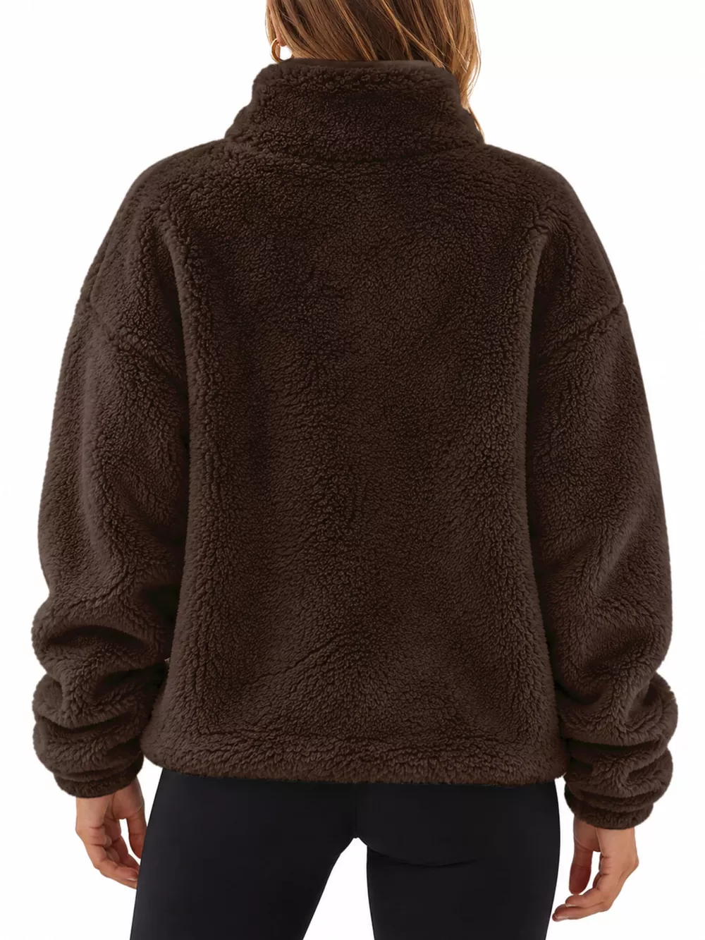 Full Size Sherpa Quarter-Zip Turtleneck Sweatshirt Plus Size, image 28