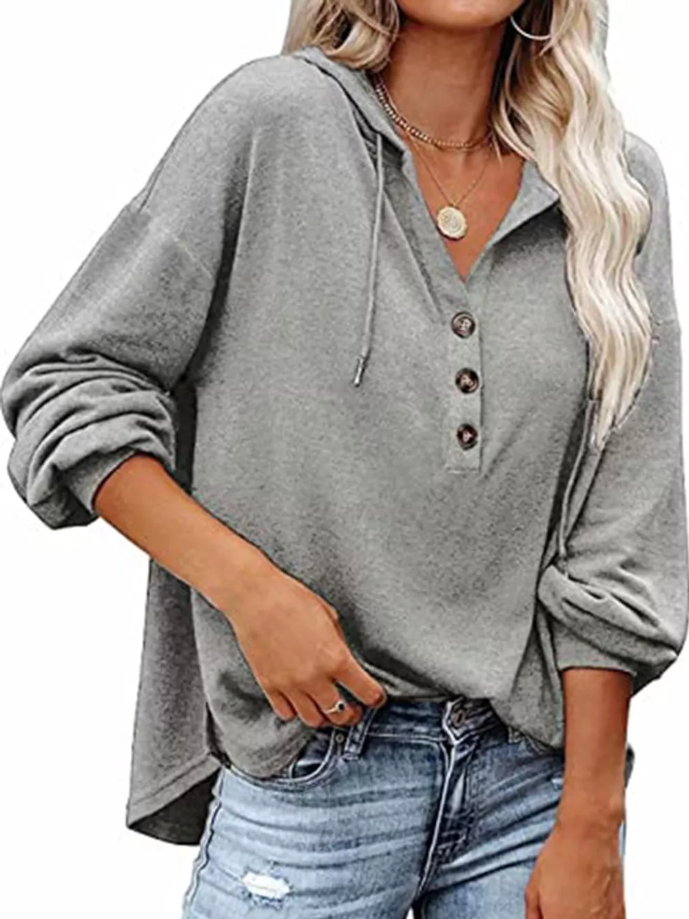 Drawstring Dropped Shoulder Hoodie, image 12