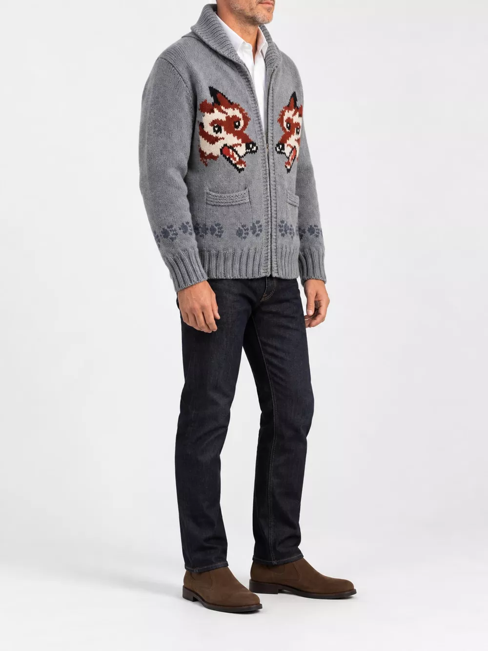 Men's Full Size Animal Chunky Knit Zip-Up Cardigan Plus Size, image 18