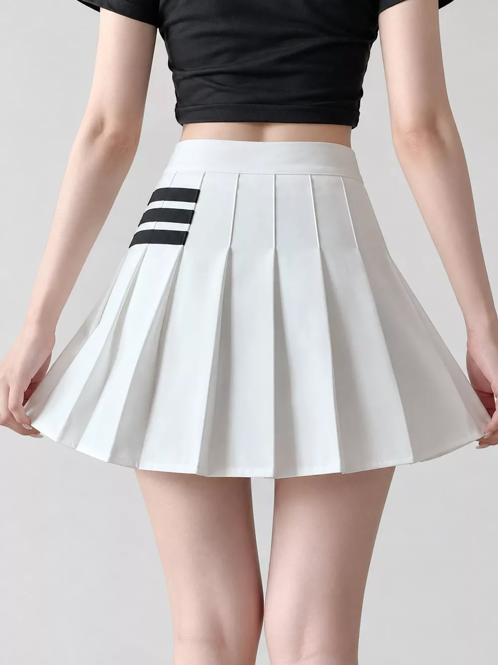Contrast Stripe Pleated Mini Skirt, image 2