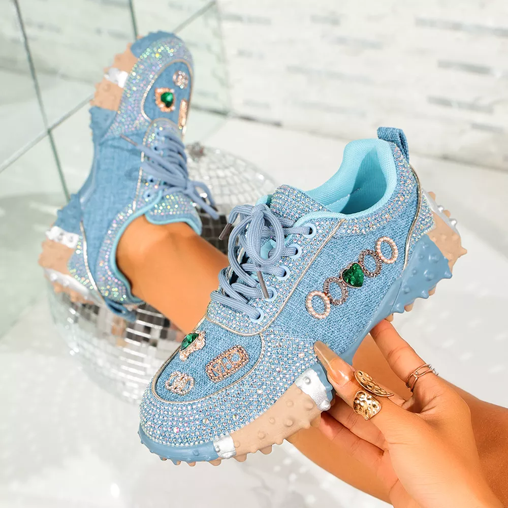 Rhinestone Round Toe Sneakers, image 5