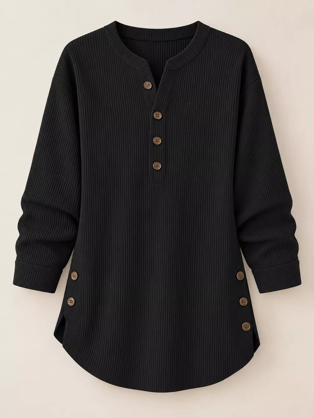 Full Size Button Detail Long Sleeve Top Plus Size, image 14