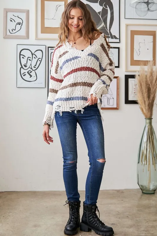 Frayed Edge Stripe Sweater, image 7