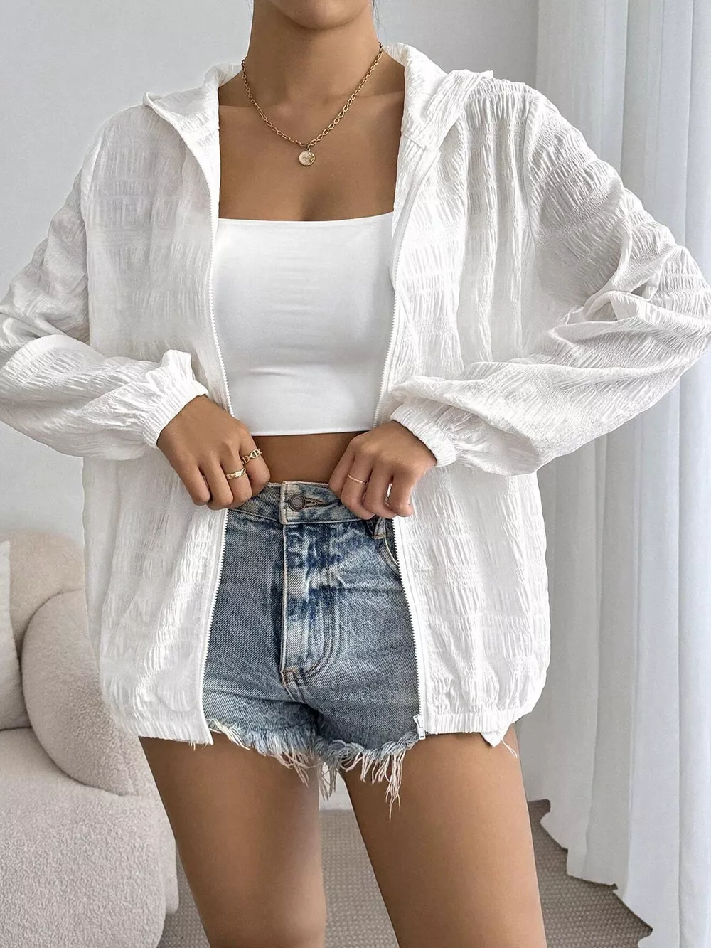 Lightweight Textured Hooded Jacket, image 4