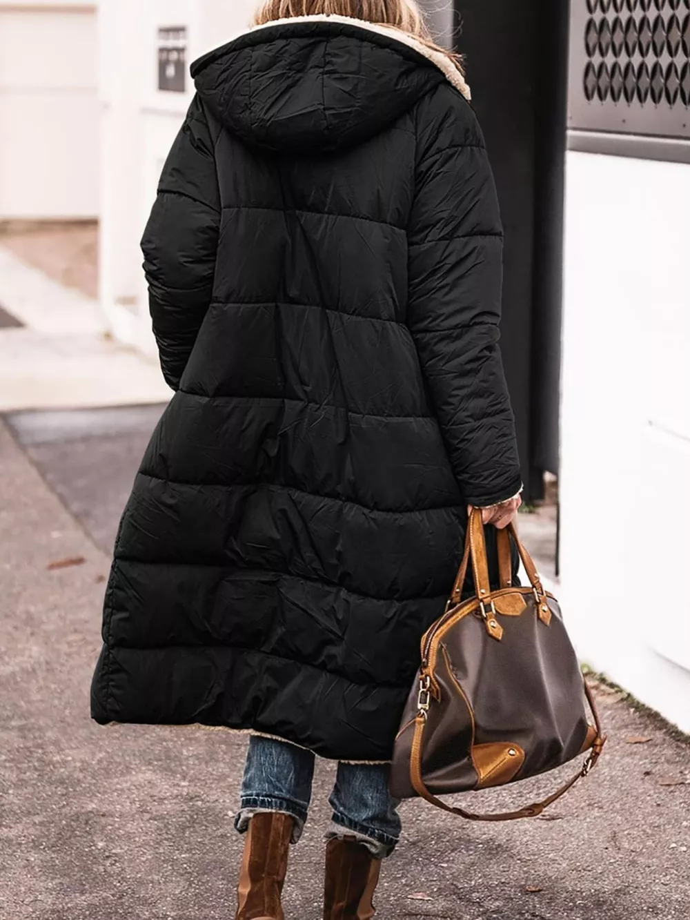 Full Size Longline Sherpa-Lined Hooded Outerwear Plus Size, image 7