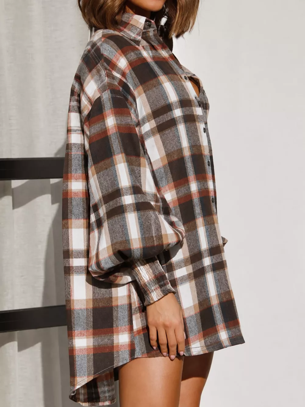 Oversized Plaid Button Up Shirt, image 11