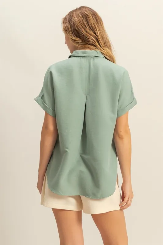 Button Down Collared Neck Short Sleeve Shirt, image 2