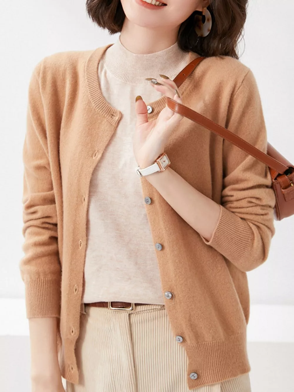 Crew Neck Button-Down Cardigan, image 50