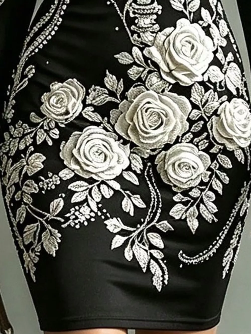 Skeleton Floral Long Sleeve Bodycon Dress, image 5