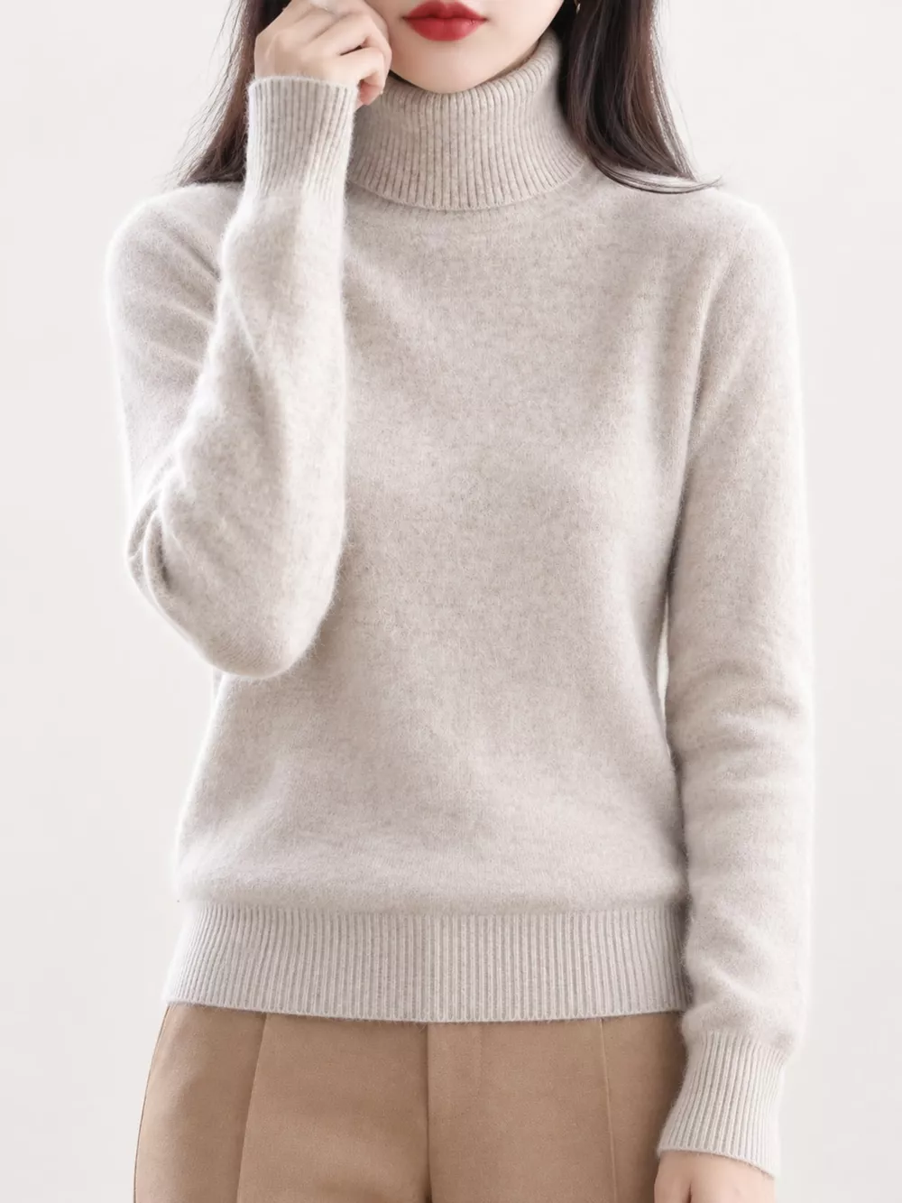 Full Size Turtleneck Long Sleeve Sweater Plus Size, image 6