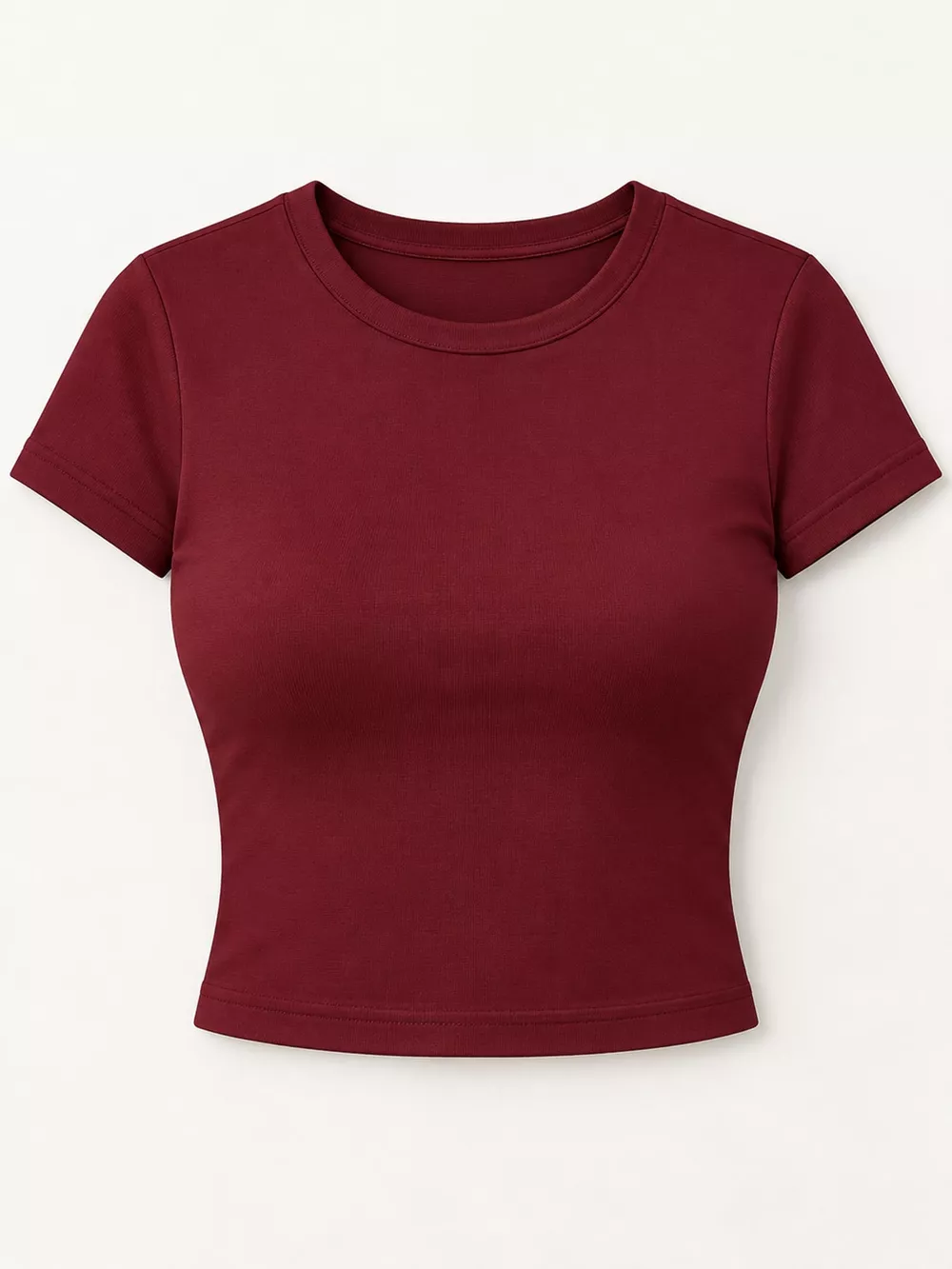 Slim Fit Basic Crew Neck Short Sleeve Crop T-Shirt, image 58