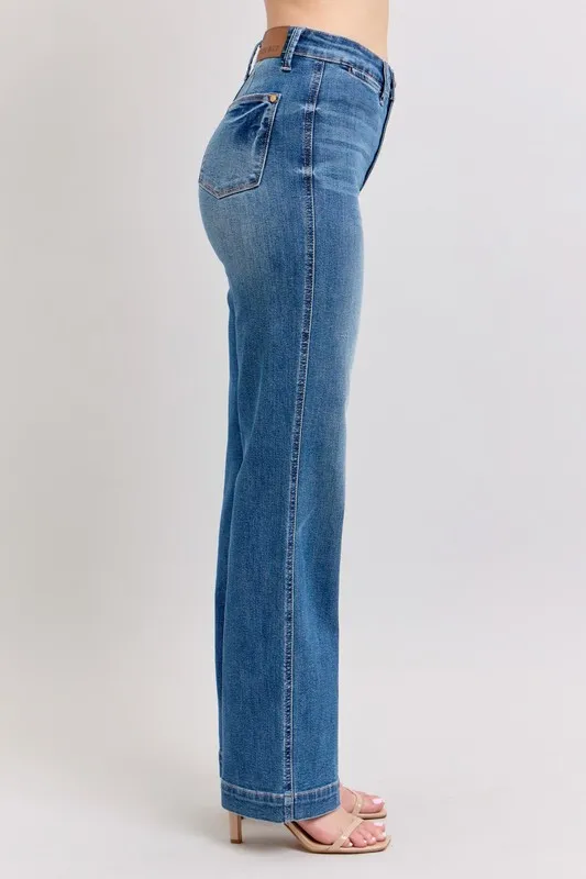 Full Size High Waist Contrast Thread Straight Plus Size, image 6
