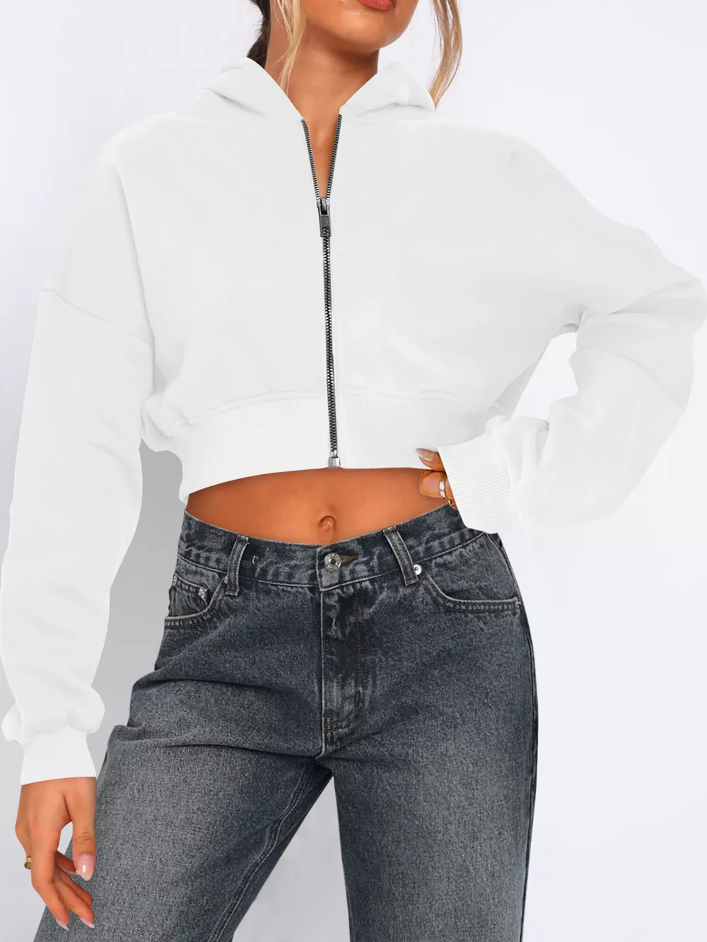 Zip-Up Cropped Hoodie, image 21