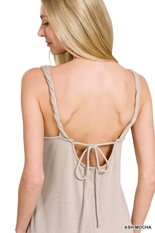 French Terry Twisted Strap Midi Dress, image 3
