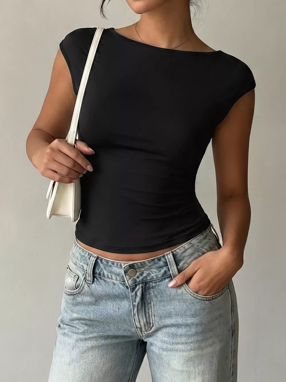 Lace Detail Cap-Sleeve T-Shirt, image 6