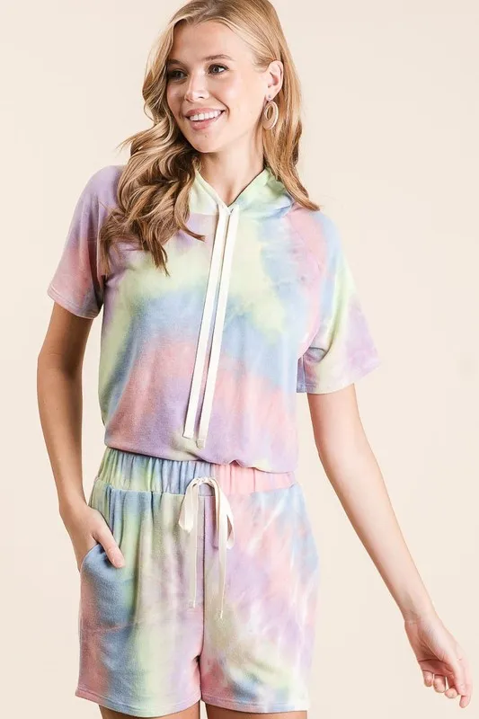 Tie Dye French Terry Casual Shorts with Twill Tape, image 7