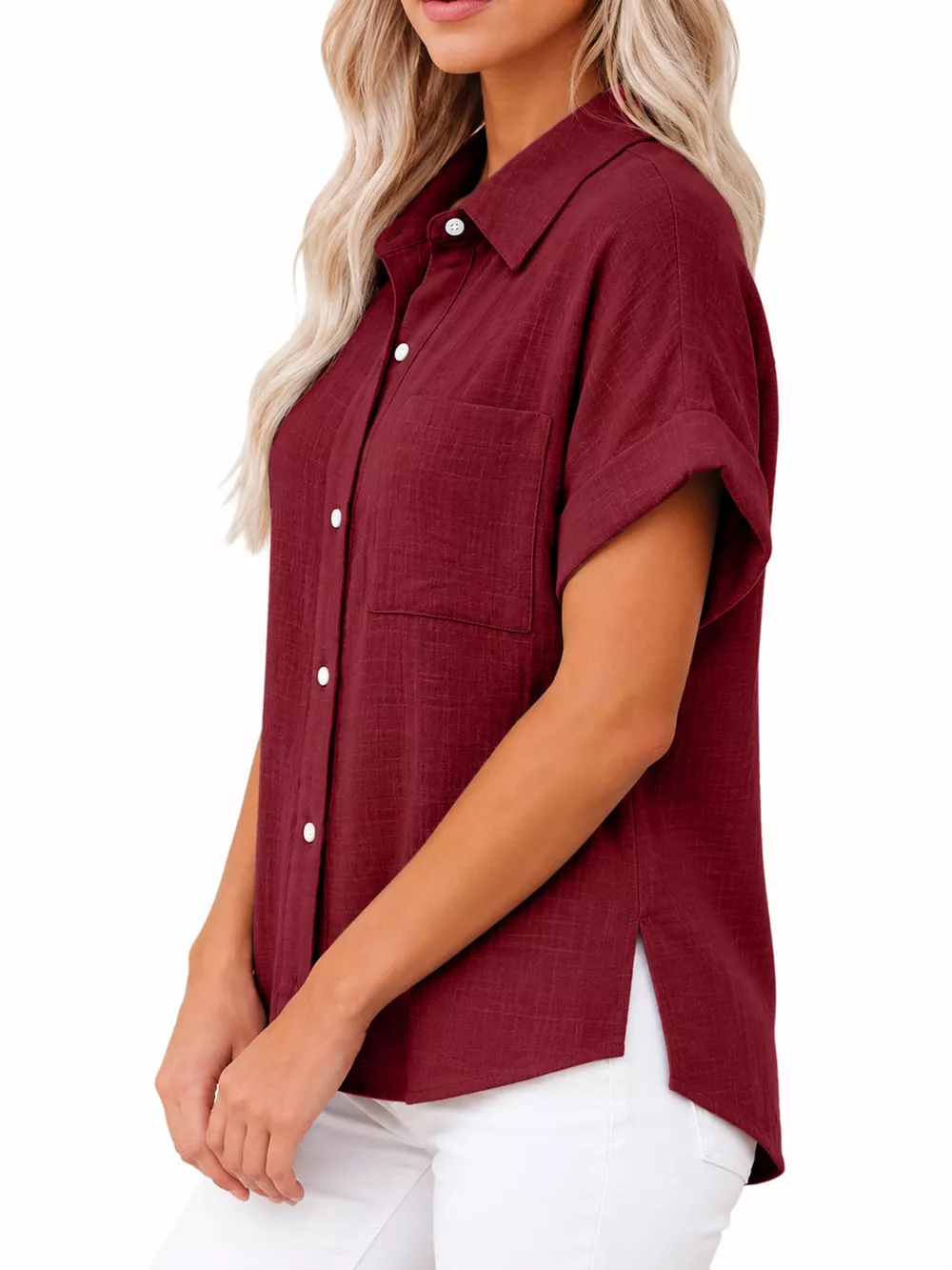 Full Size Button Up Short Sleeve Shirt Plus Size, image 42