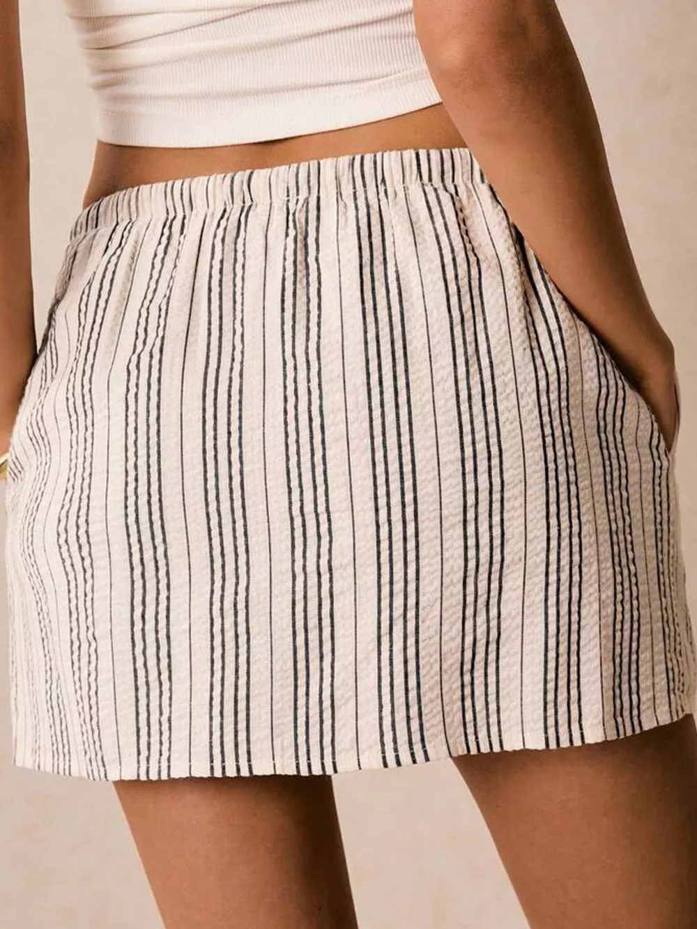 Striped Drawstring Mini Skort, image 5