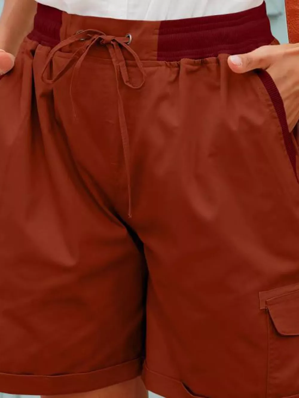 Full Size Drawstring Cargo Shorts Plus Size, image 16