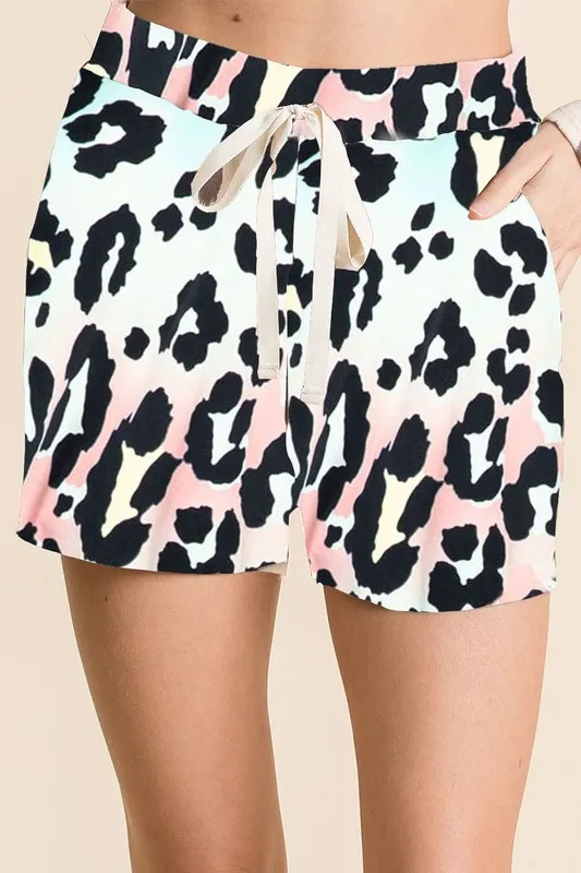 Gradation Leopard Print Shorts with Twill Tape, image 16