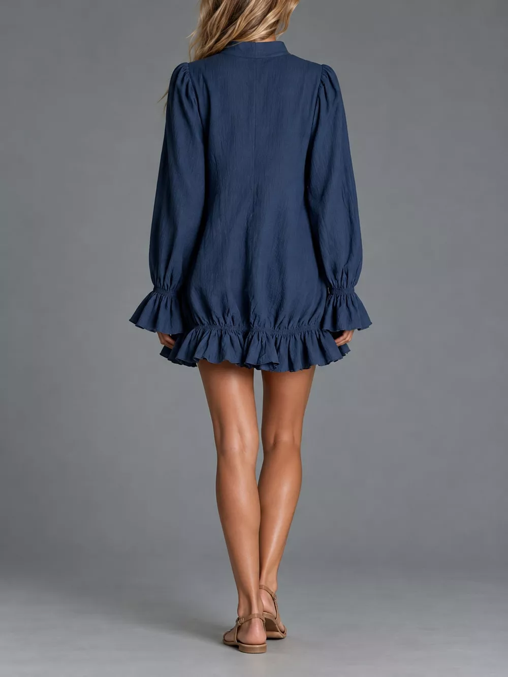 Zipper-Front Ruffle Hem Mini Dress, image 18