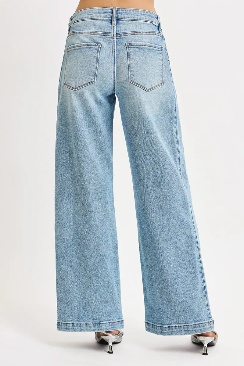 Mid Rise Wide Barrel Transferable Leg Snap Jeans, image 3