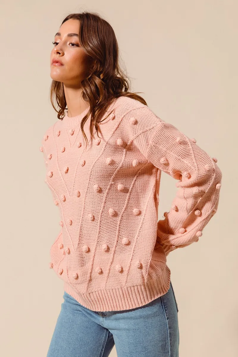 Pom Pom Textured Knit Sweater Top, image 5