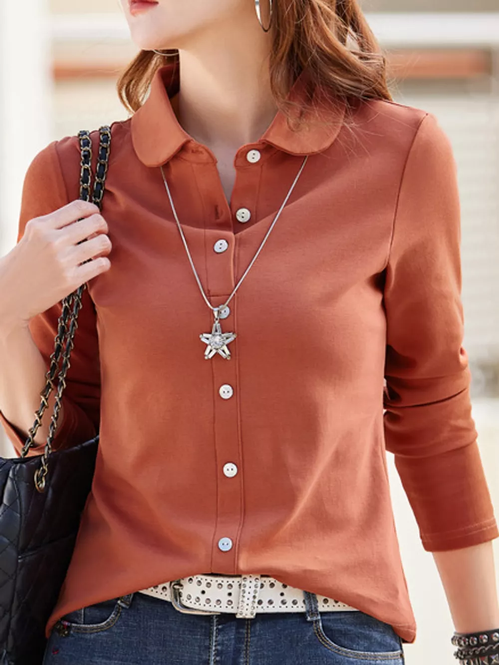 Full Size Button-Down Long Sleeve Shirt Plus Size, image 16