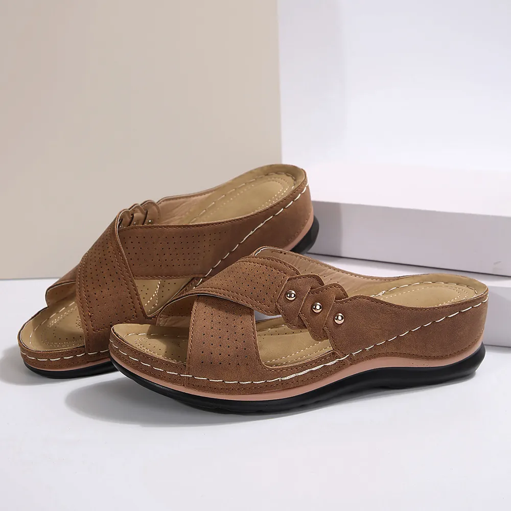 Crisscross Open Toe Wedge Sandals, image 19