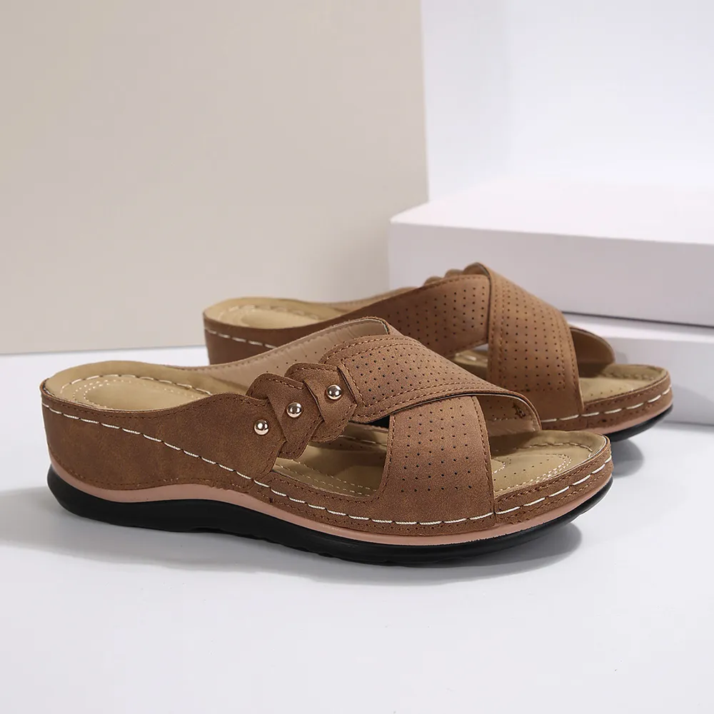 Crisscross Open Toe Wedge Sandals, image 21
