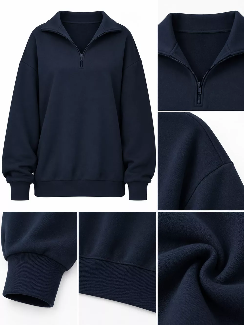 Full Size Quarter-Zip Dropped Shoulder Sweatshirt Plus Size, image 24