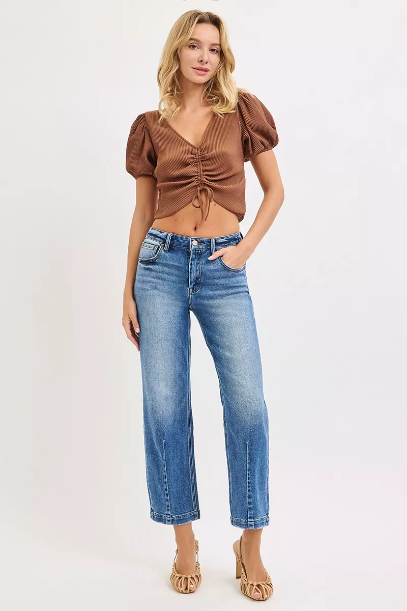 High Rise Crop Boyfriend Tapered Jeans, image 3