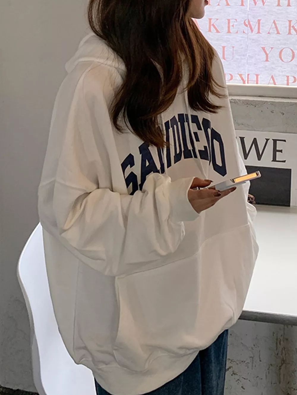 Letter Graphic Long Sleeve Hoodie, image 12