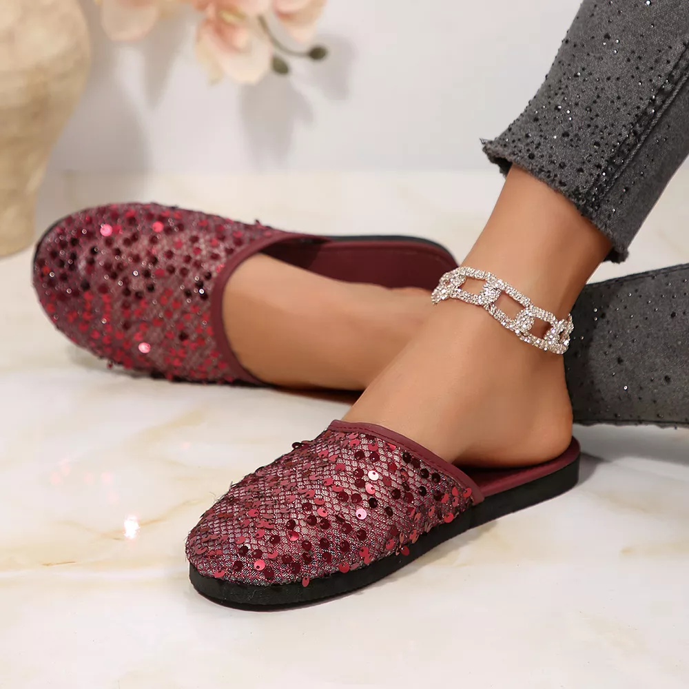 Round Toe Sequin Sandals, image 3