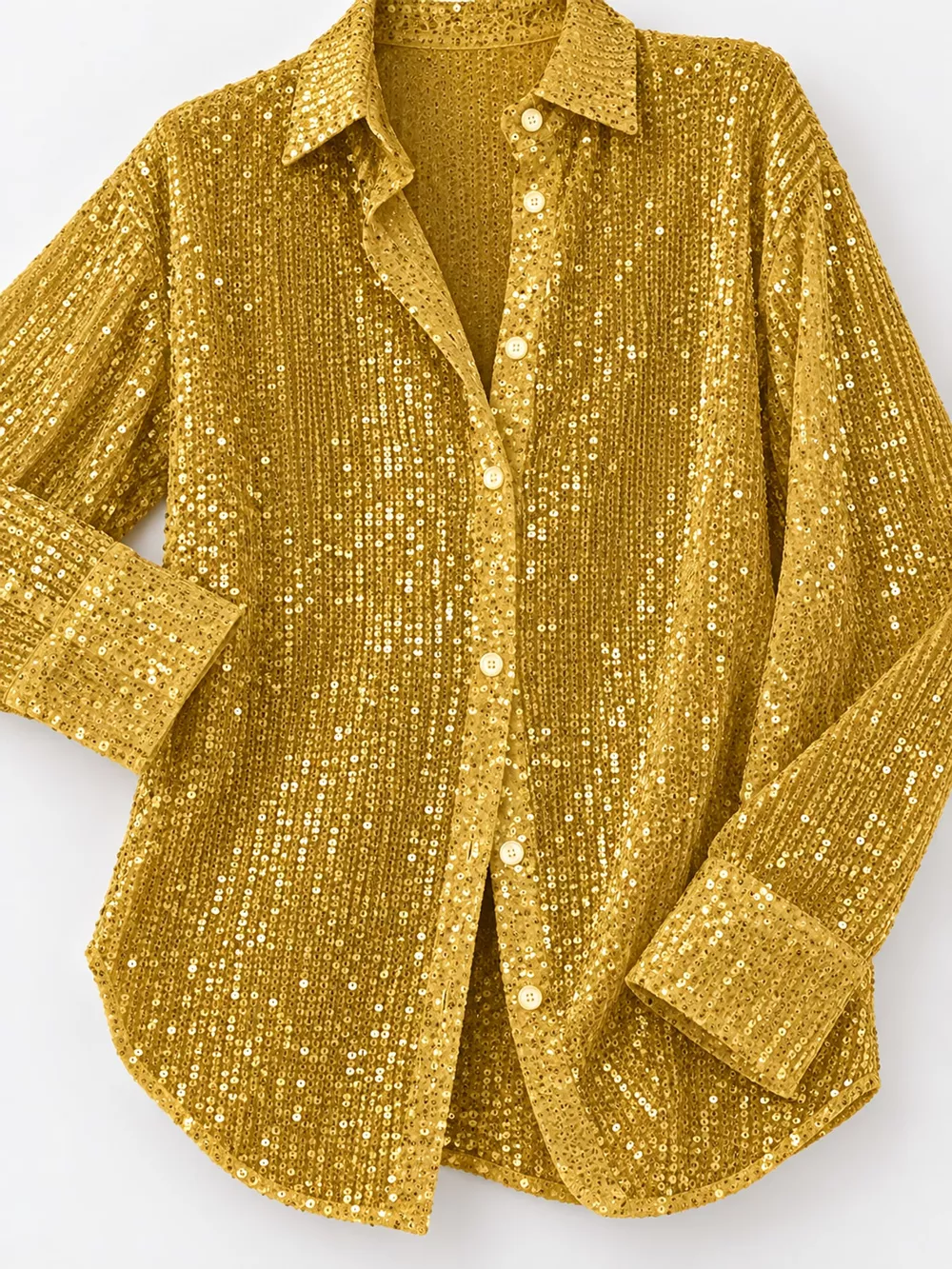 Full Size Sequin Button-Down Shirt Plus Size, image 29