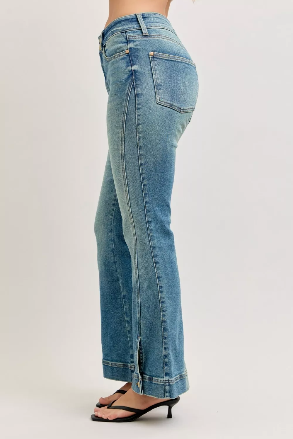 High Waist Vintage Wash Flare Jeans, image 4