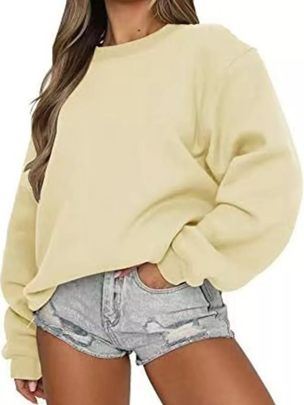 Full Size Solid Color Long Sleeve Sweatshirt Plus Size, image 6
