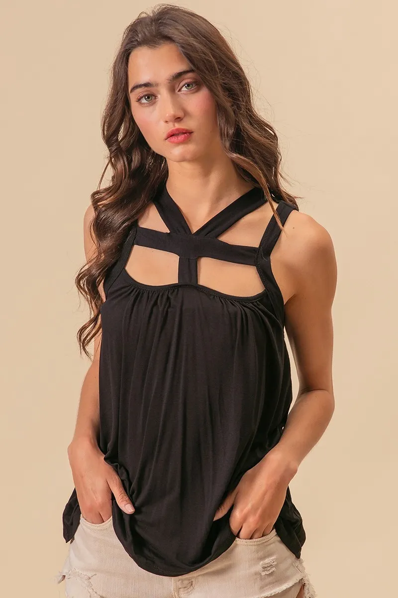 Rayon Span Jersey Cut Out with Straps Detailed, image 5