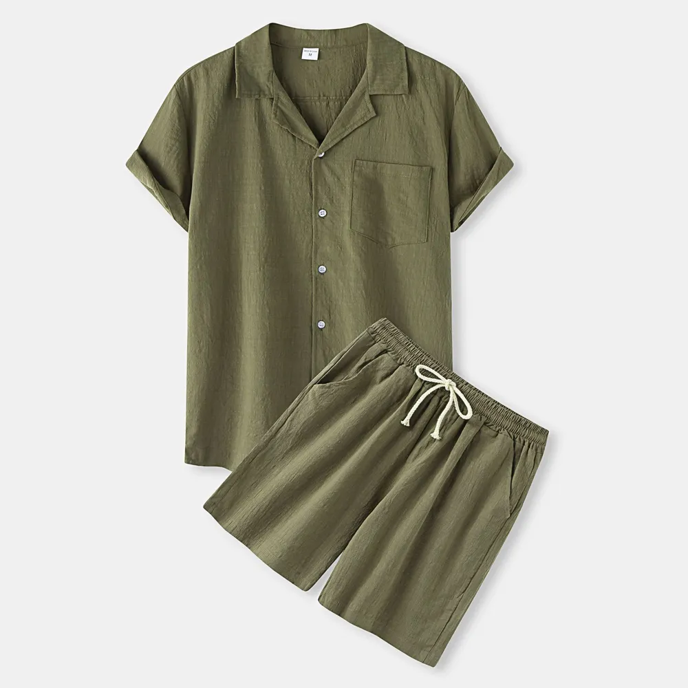 Men's Button Up Shirt and Shorts Set