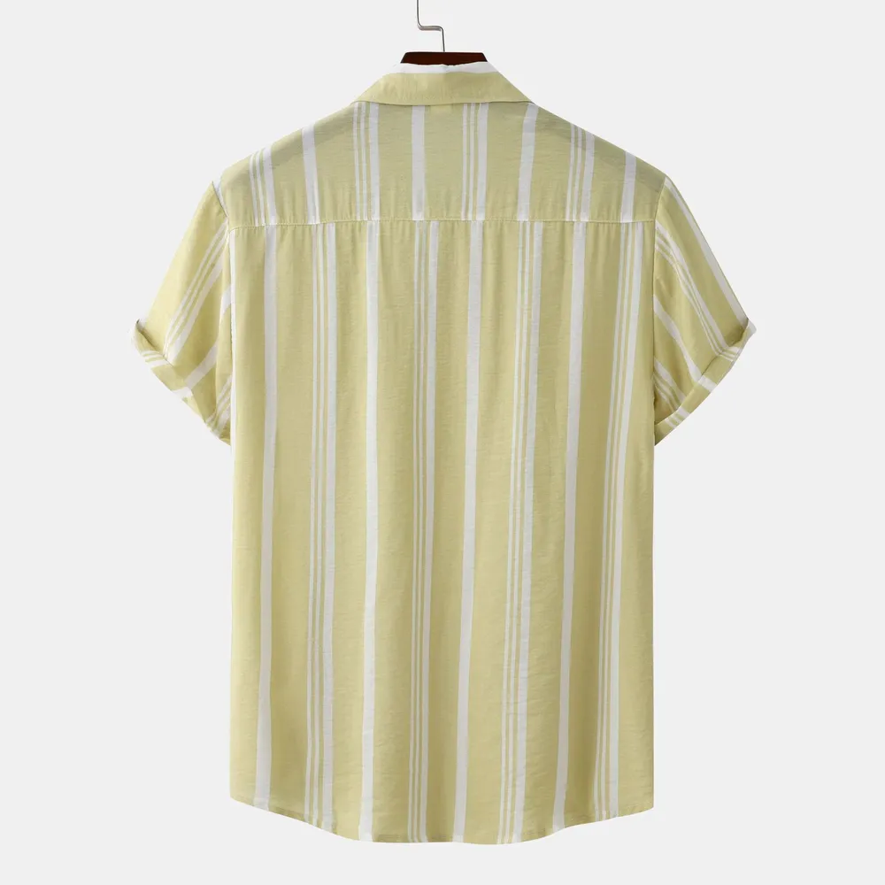 Men's Plus Size Striped Short Sleeve Button-Down Shirt, image 7