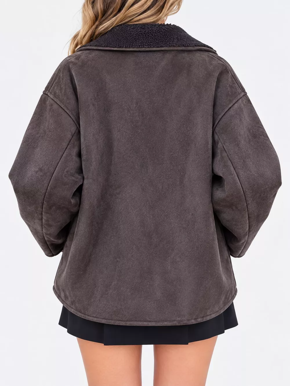Sherpa Collar Dropped Shoulder Jacket, image 6