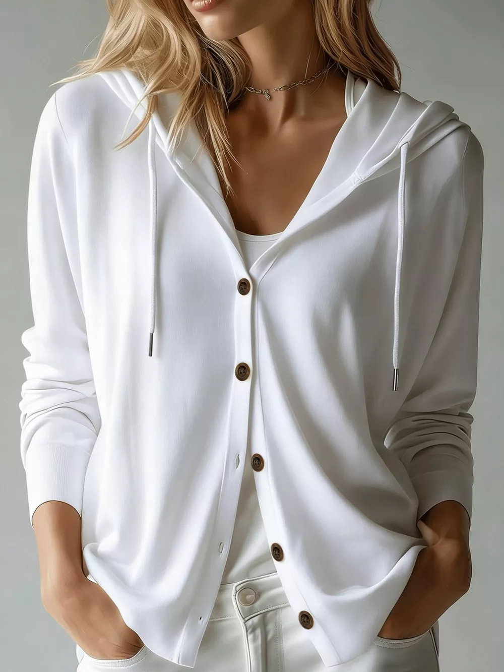 Lightweight Drawstring Hooded Cardigan, image 3