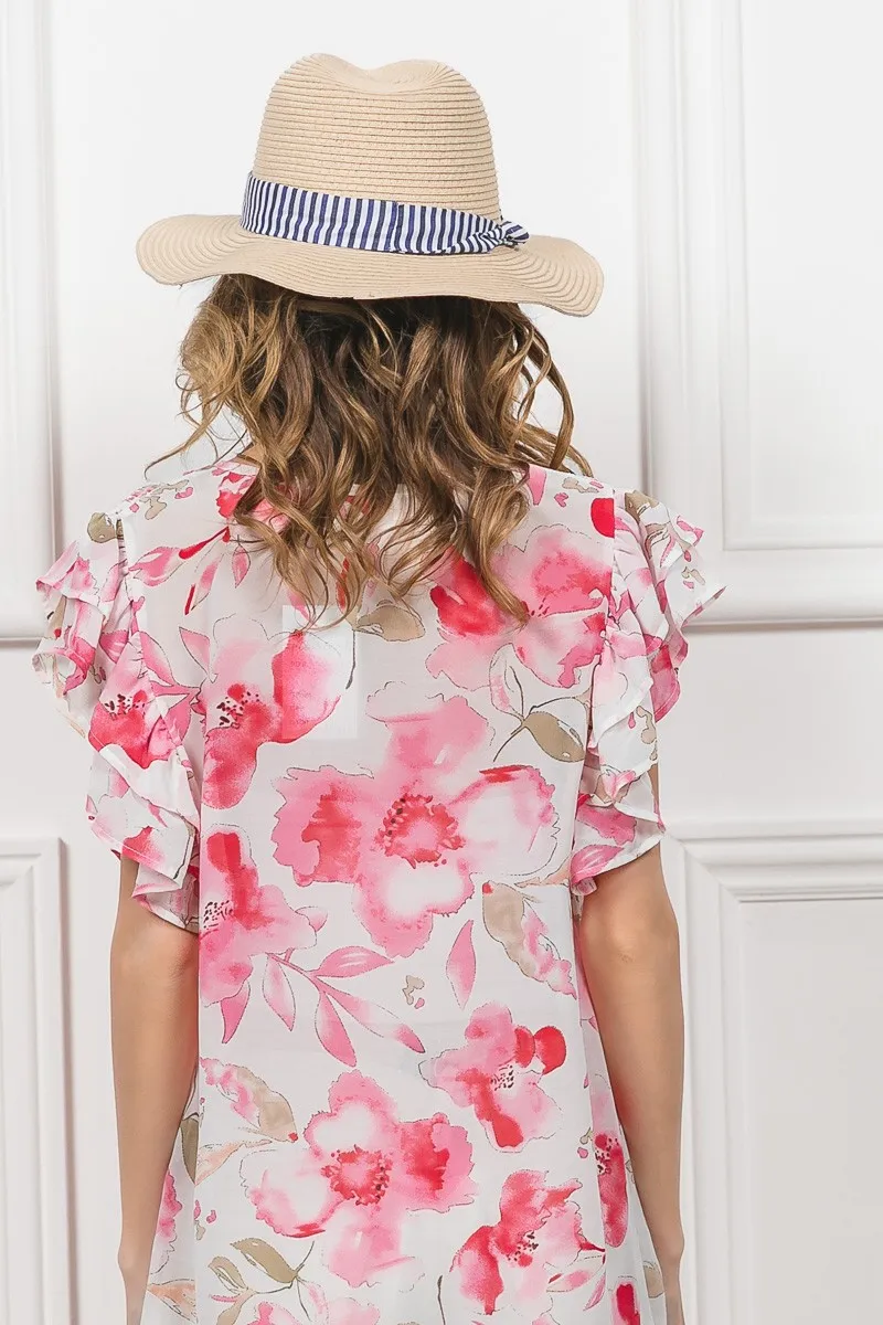Floral Print Flutter Sheer Top, image 18