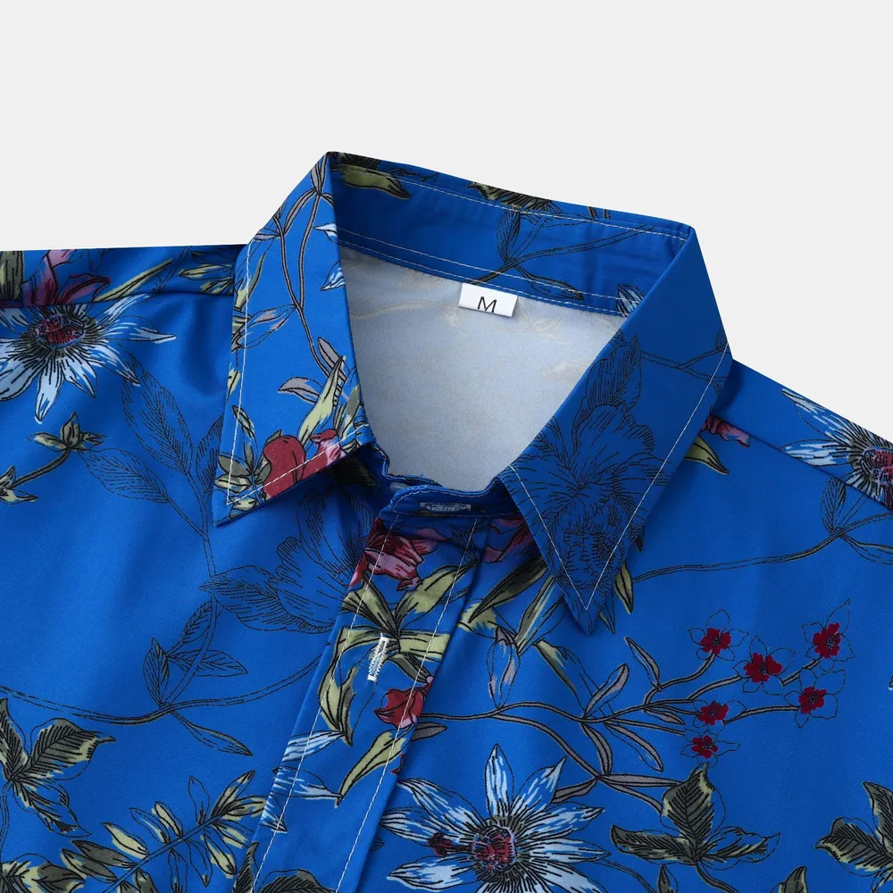 Men's Plus Size Floral Print Short Sleeve Button Down Casual Shirt, image 16
