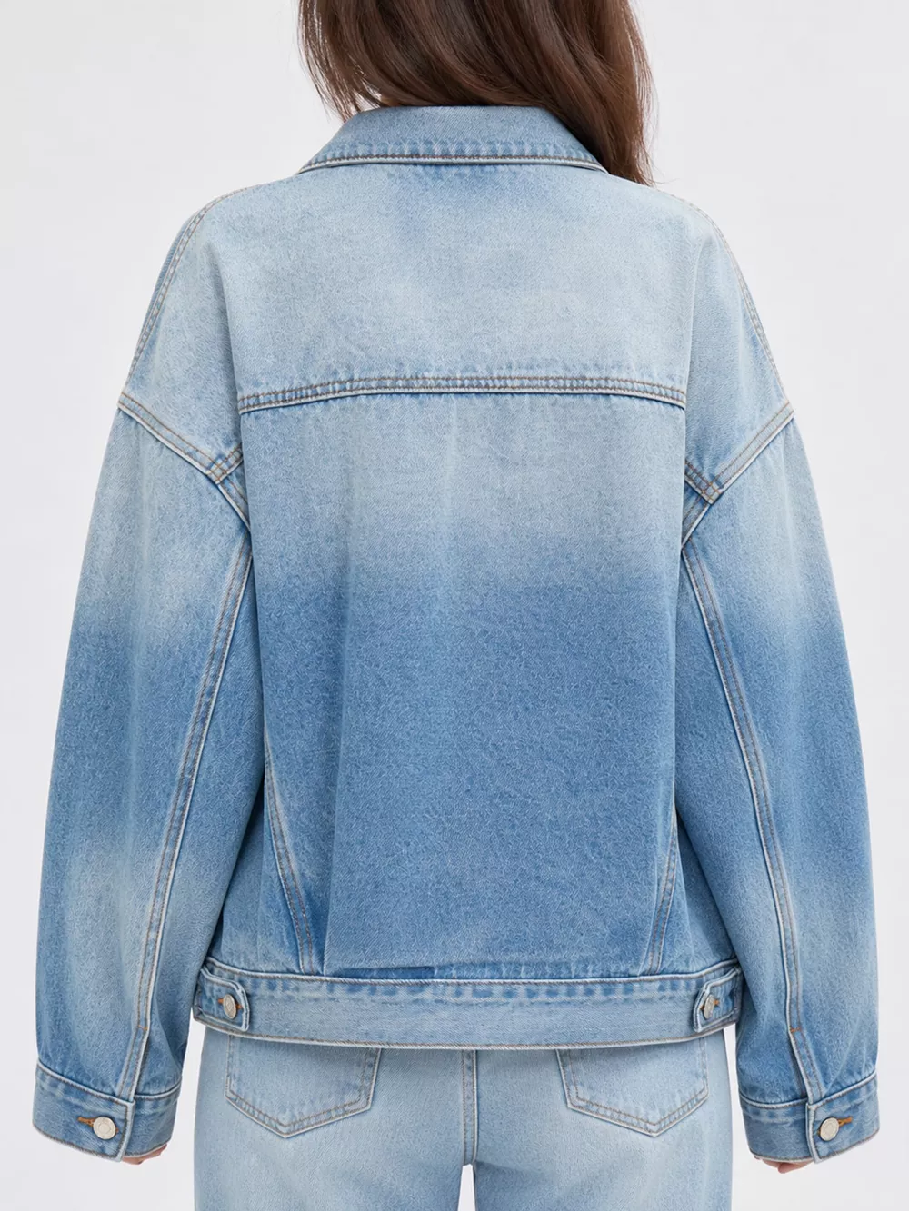 Button Up Dropped Shoulder Denim Jacket, image 6