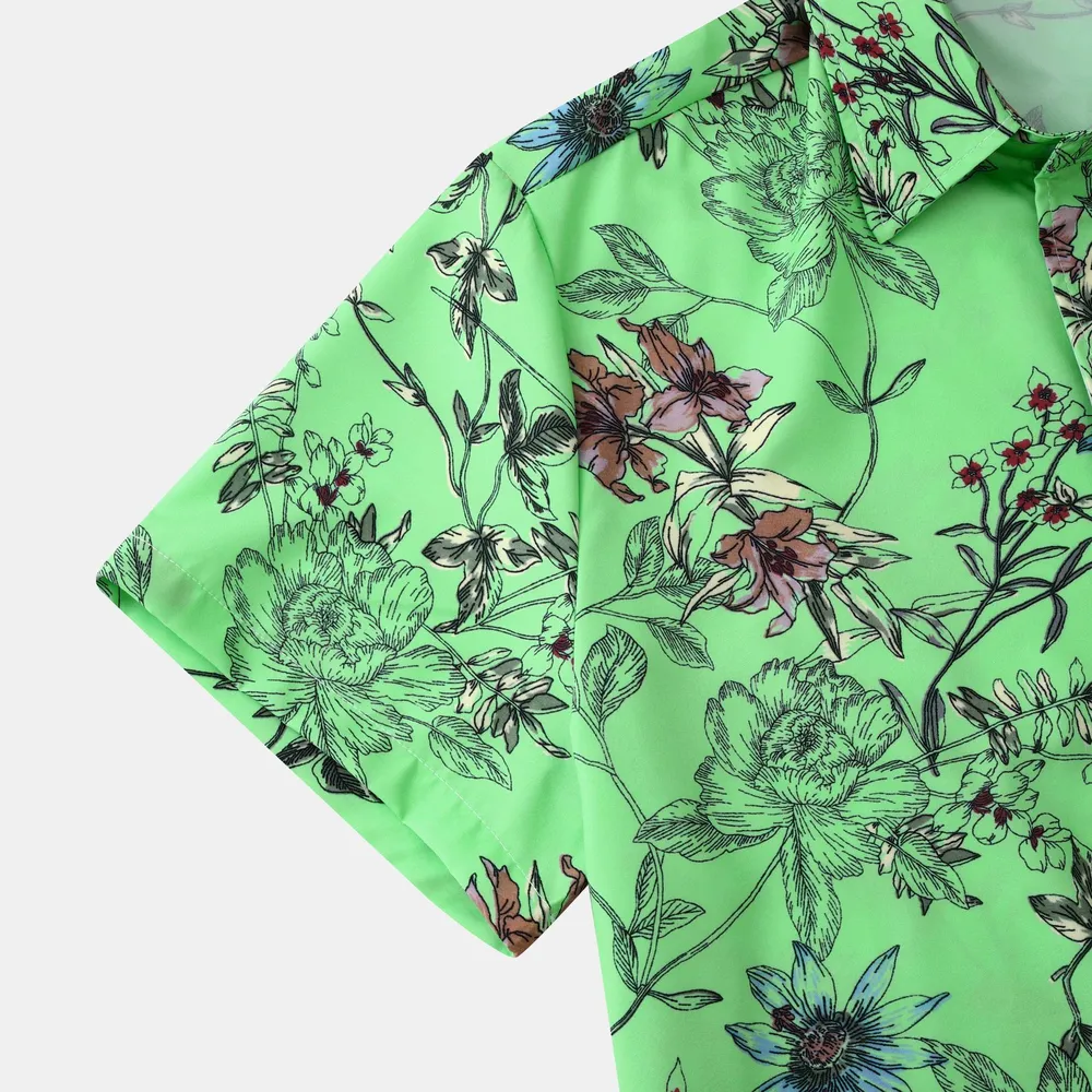 Men's Plus Size Floral Print Short Sleeve Button Down Casual Shirt, image 8